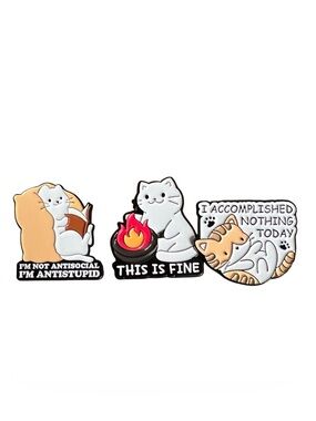 Cats Being Cats Enamel Pin Set - 3-Pack